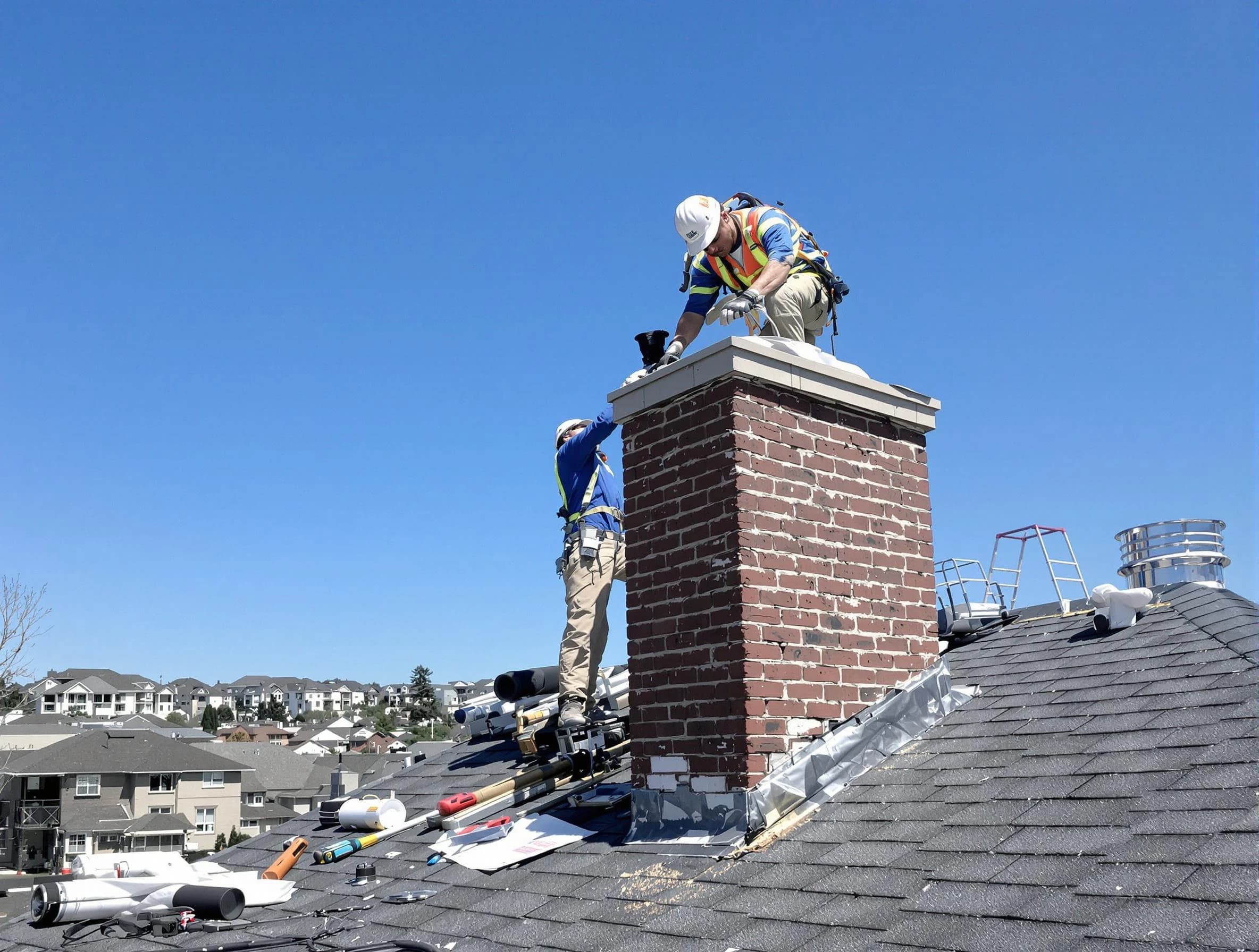 Carefree Chimney Sweep repairing a chimney crown in Carefree, AZ