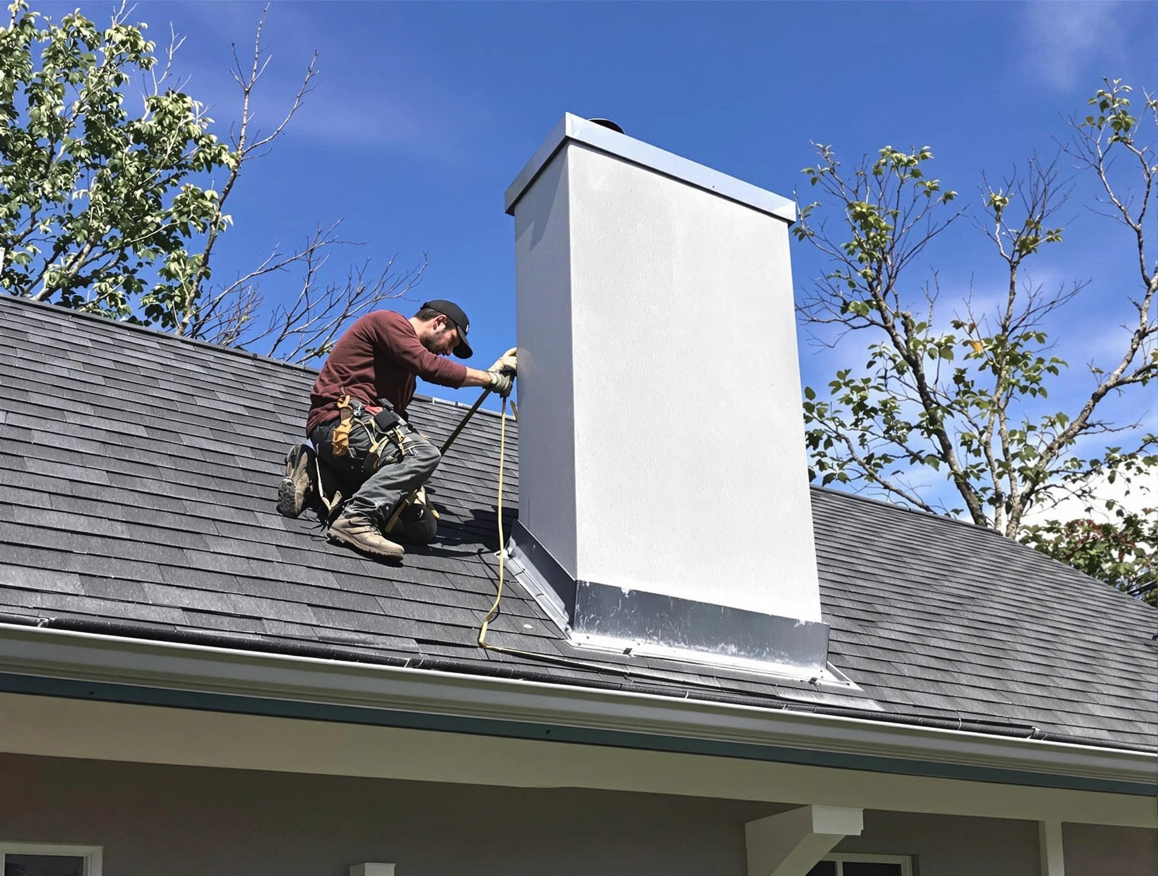 Carefree Chimney Sweep team member finishing chimney construction in Carefree, AZ