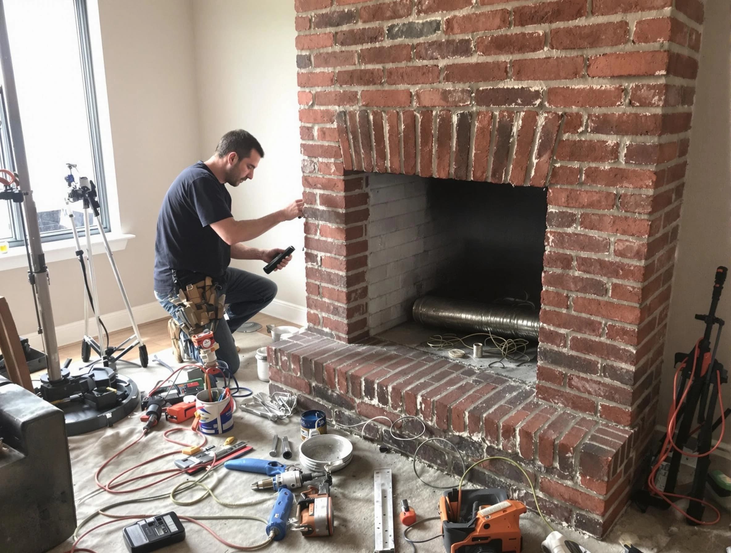 Carefree Chimney Sweep specialist finalizing chimney liner service in Carefree, AZ