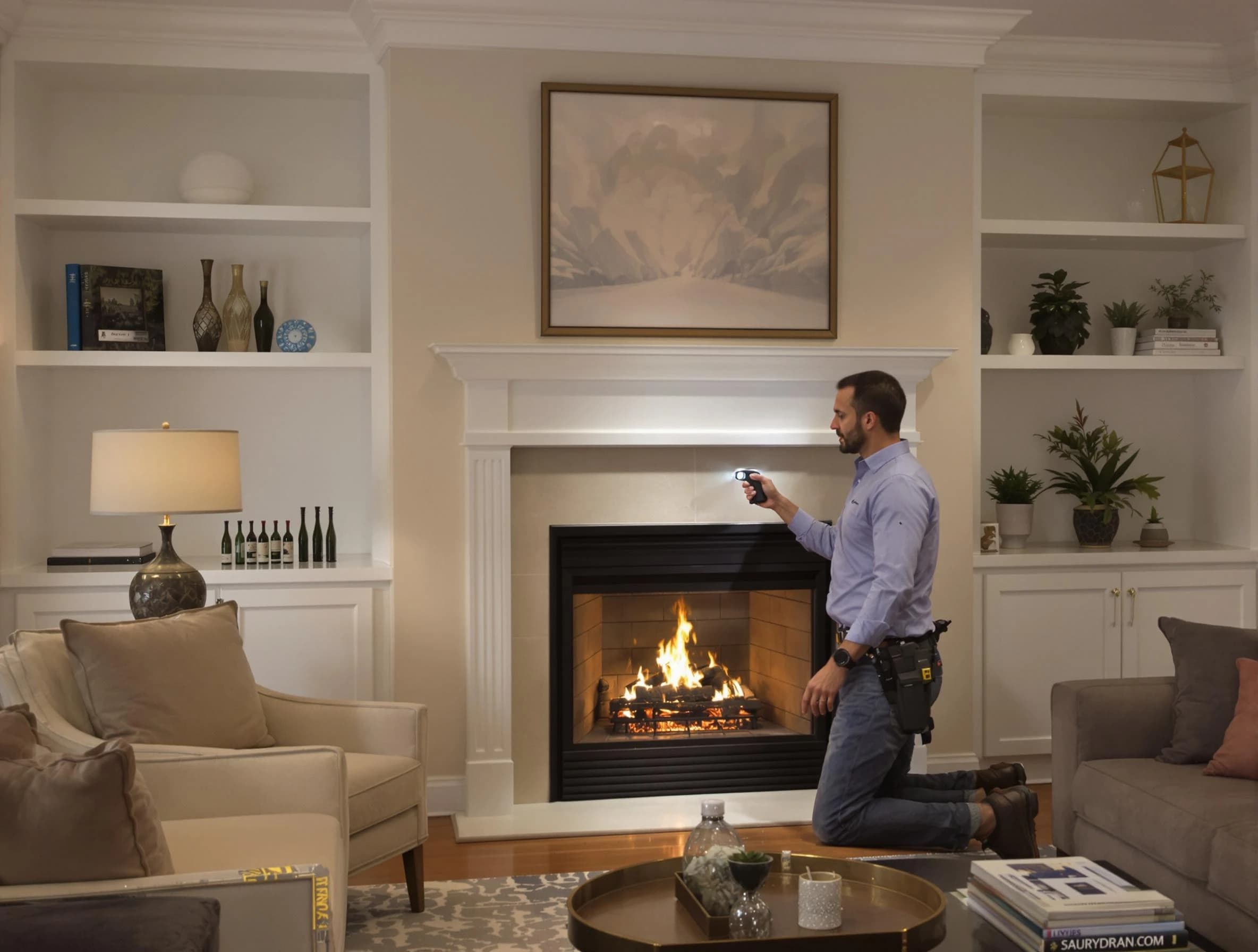 Carefree Chimney Sweep conducting a fireplace safety inspection in Carefree, AZ