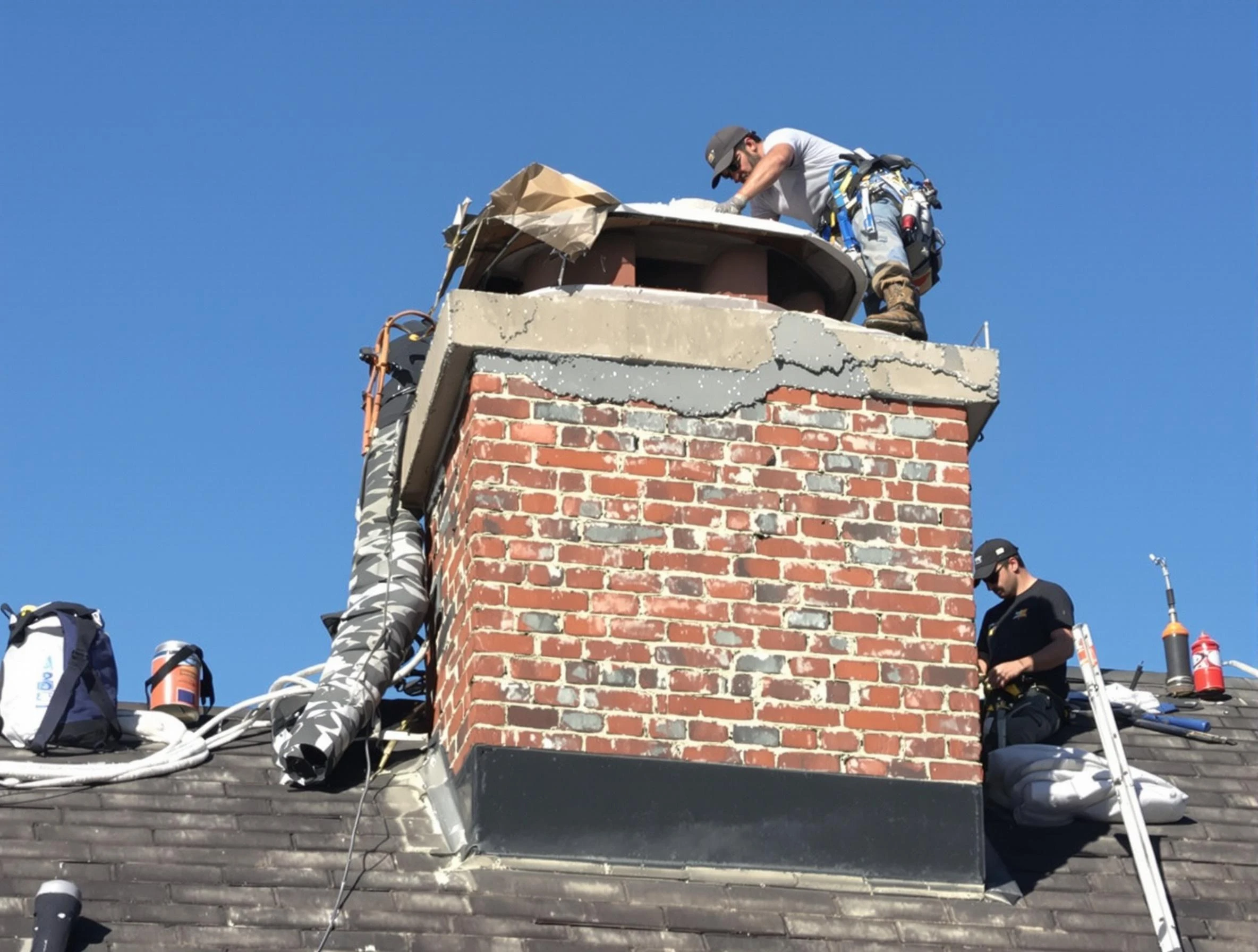 Carefree Chimney Sweep installing a custom chimney crown in Carefree, AZ