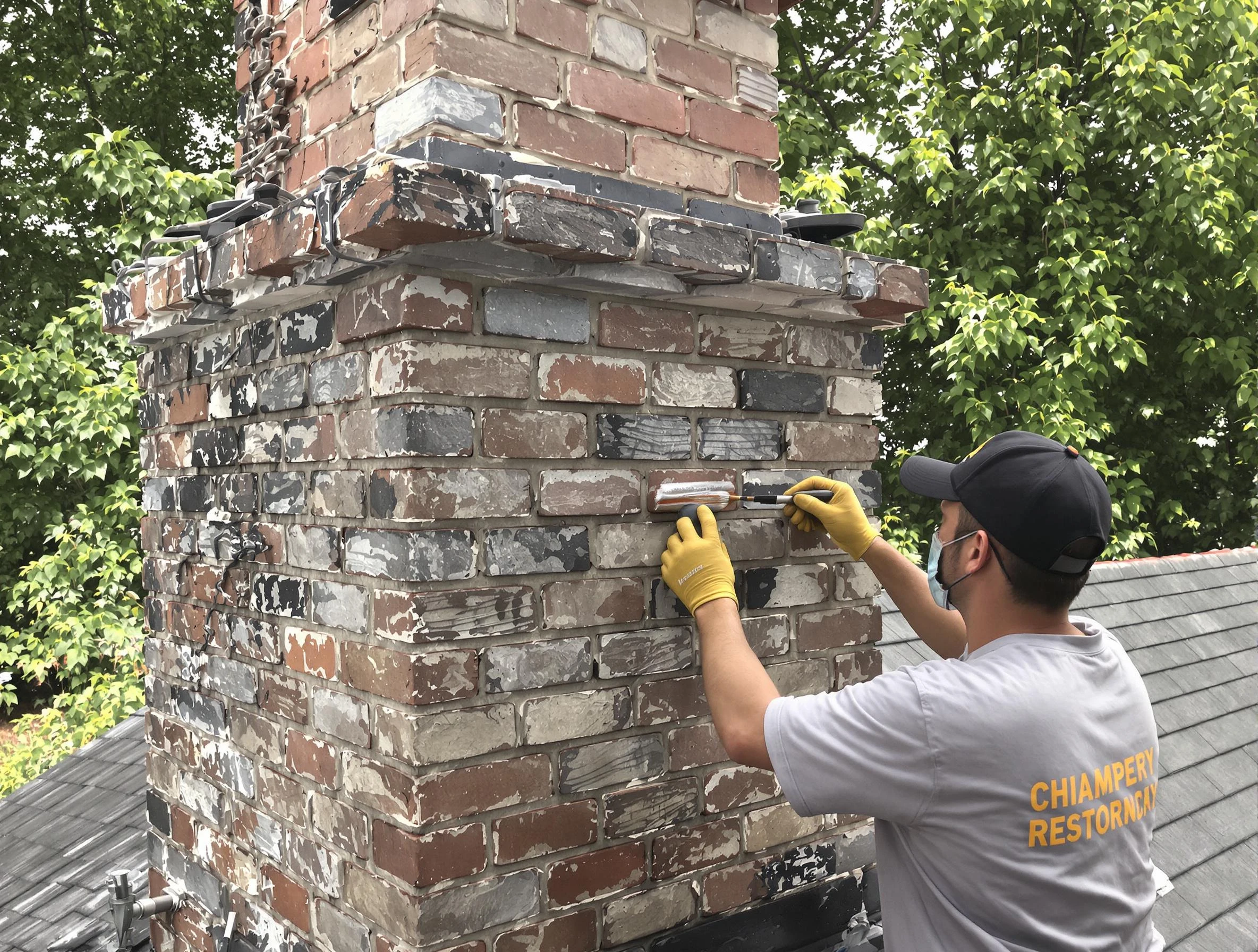 In-progress chimney restoration by Carefree Chimney Sweep in Carefree, AZ